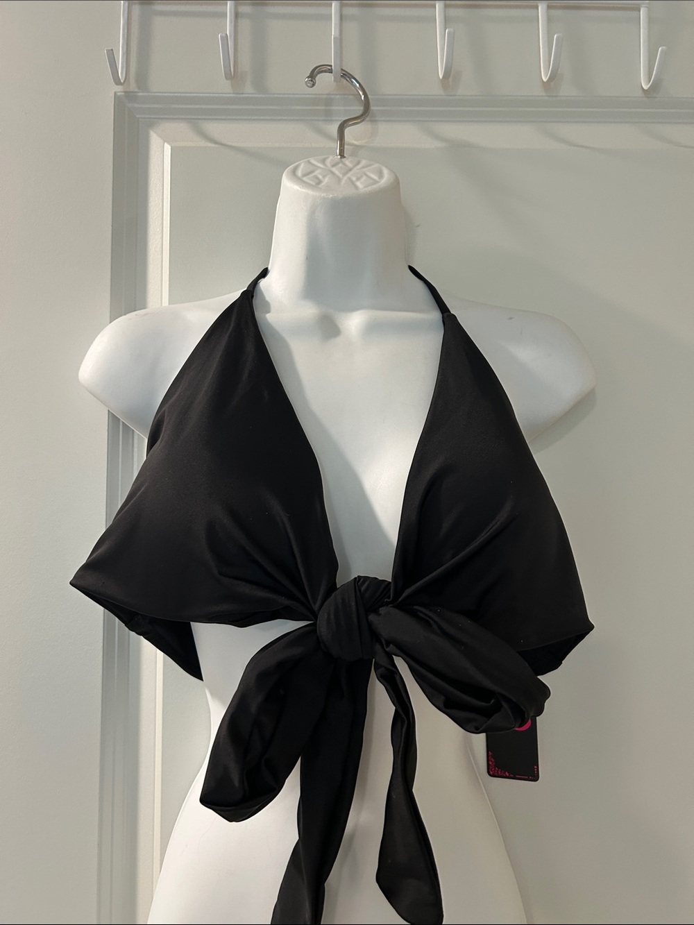 Black Halter Tie-Front Swim Top /NWT